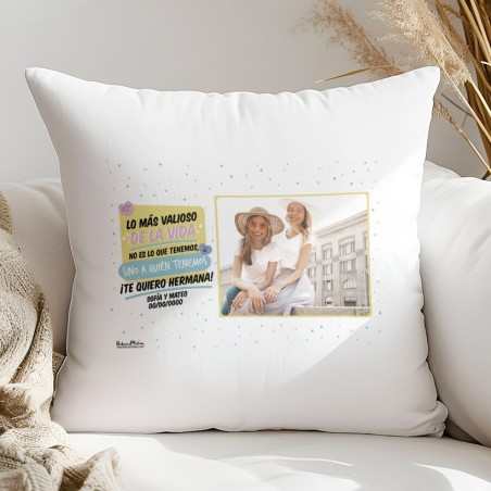 Cojín con foto - Te quiero hermana / hermano