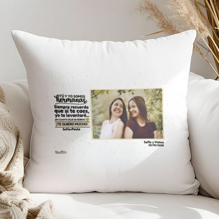Cojín con foto - Tú y yo somos hermanos / hermanas Cojín con foto - Tú y yo somos hermanos / hermanas