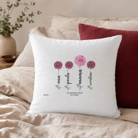 Cojín personalizado - Inicial floral con dedicatoria | Hakuna Mataza