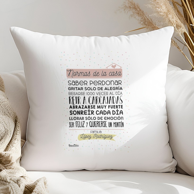 Cojín personalizado - Normas de la casa