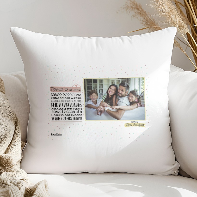 Cojín con foto personalizado - Normas de la casa
