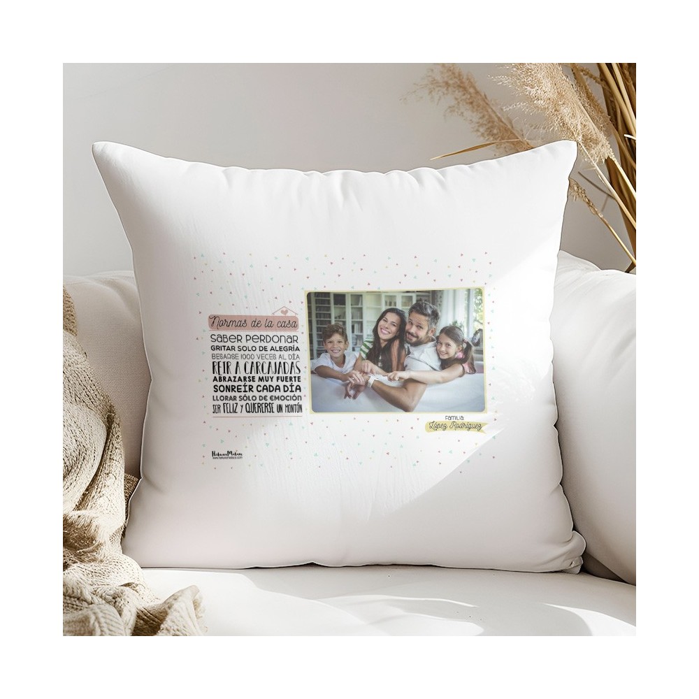 Cojín con foto personalizado - Normas de la casa