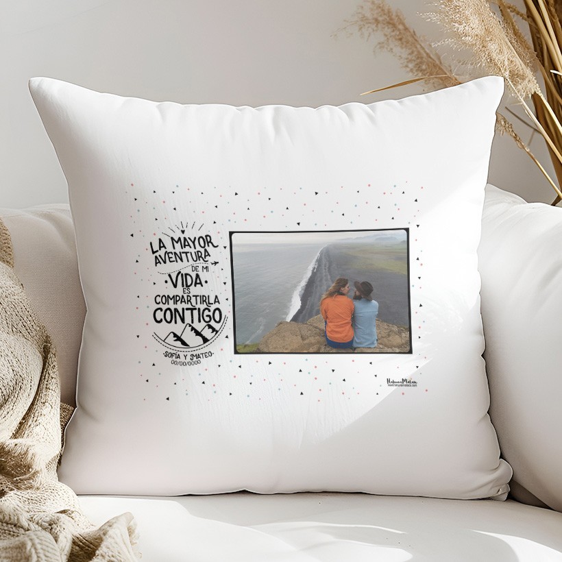 Cojín con foto personalizado - La mayor aventura de mi vida