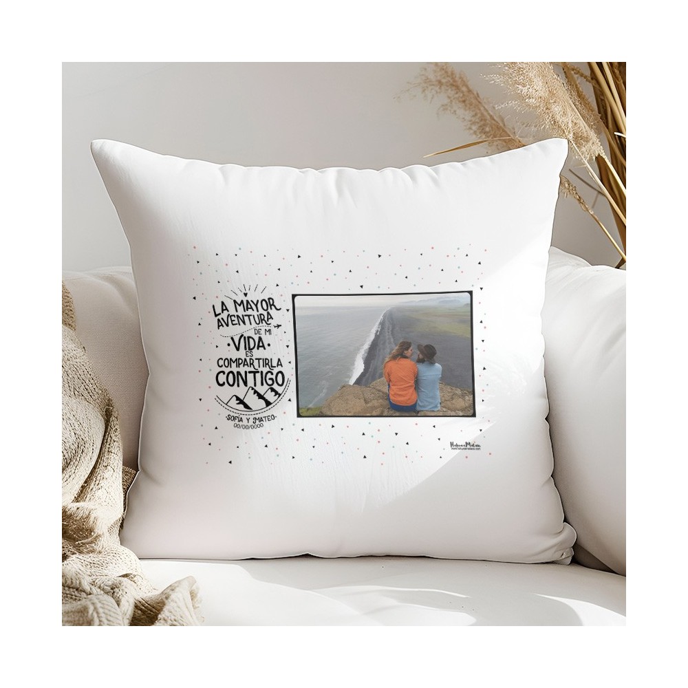 Cojín con foto personalizado - La mayor aventura de mi vida