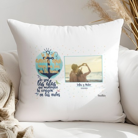 Cojín con foto personalizado - Sé tú el ancla que tenga mis pies en la tierra Cojín con foto personalizado - Sé tú el ancla que tenga mis pies en la tierra