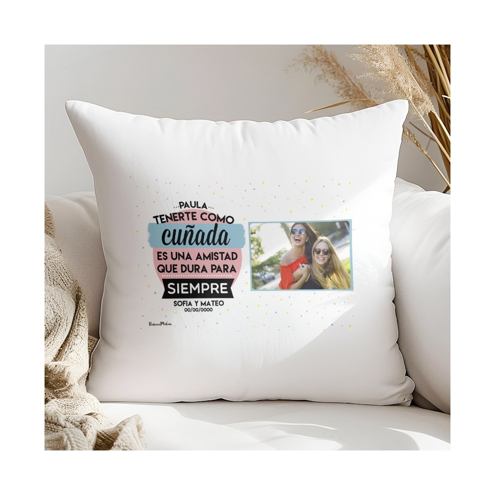Cojín personalizado con foto - Tenerte como cuñada