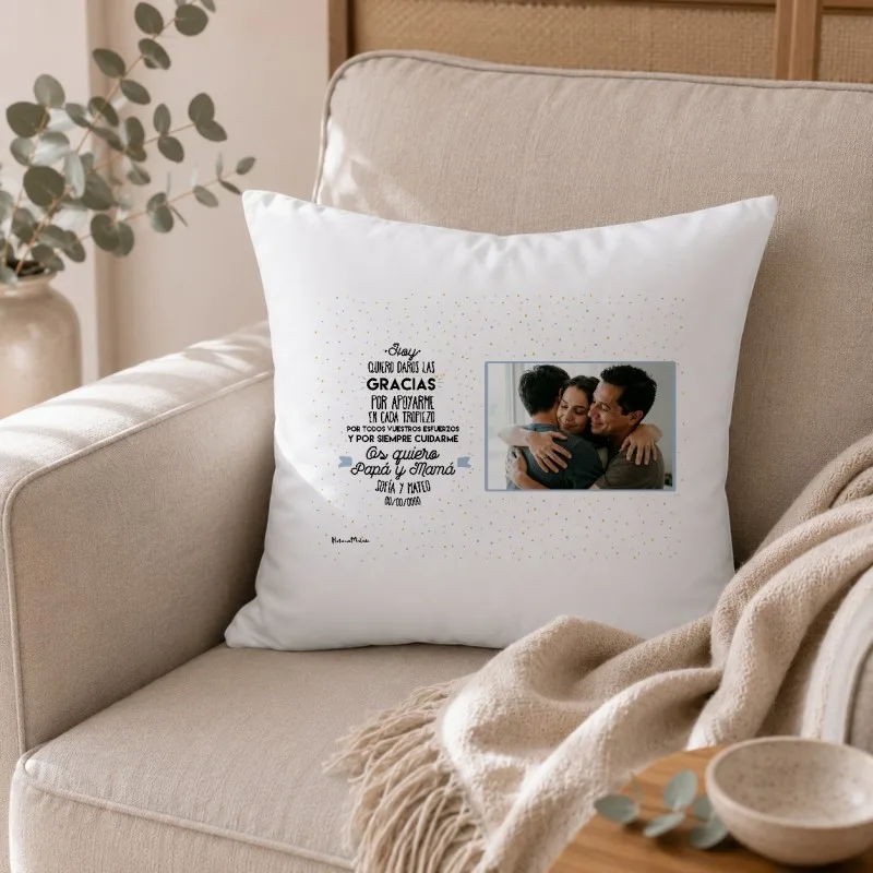 Cojín con foto - Os quiero Papá y Mamá | Hakuna Mataza