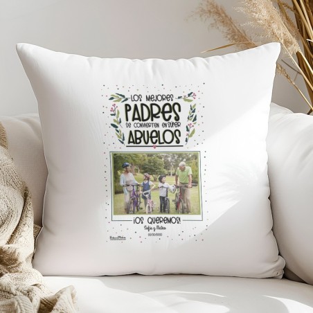 Cojín con foto - Los mejores padres se convierten en súper abuelos Cojín con foto - Los mejores padres se convierten en súper abuelos