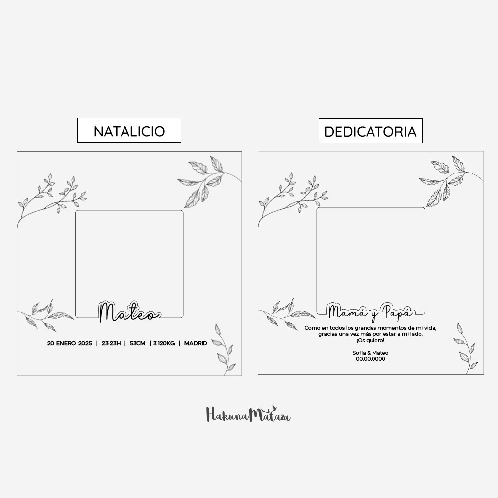 Marco de madera dedicado personalizado - Nombre en relieve