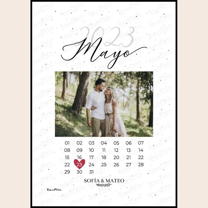 Lámina personalizada con foto calendario – Marca vuestra fecha especial | Hakuna Mataza 2