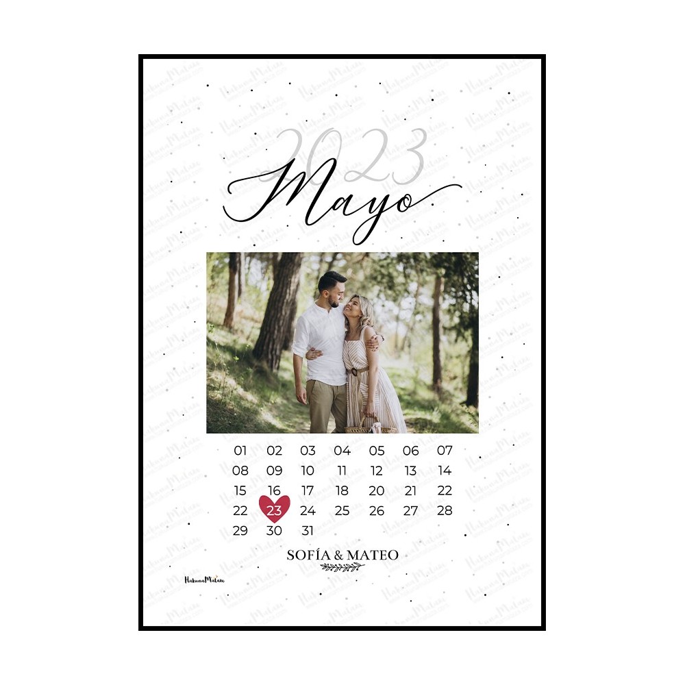 Lámina calendario personalizada con foto y fecha marcada