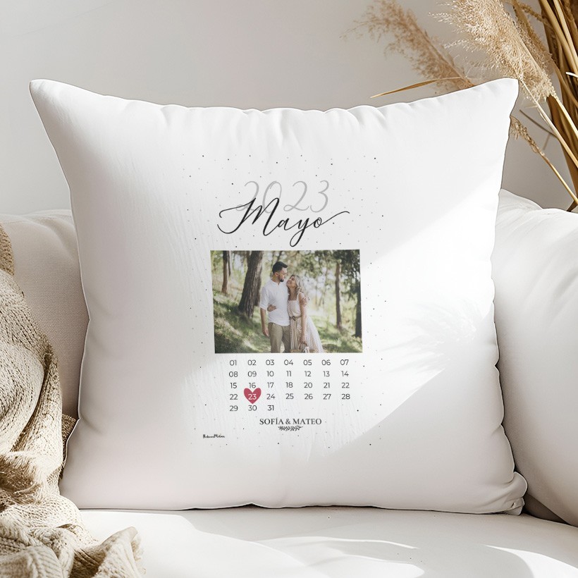 Cojín personalizado con foto - Calendario fecha especial