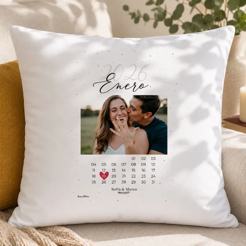 Cojín personalizado con foto - Calendario fecha especial | Hakuna Mataza