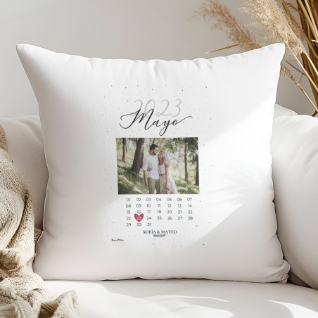 Cojín personalizado con foto - Calendario fecha especial