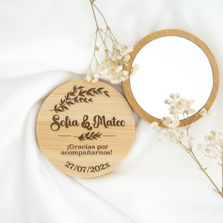 Espejo de madera personalizado - Ramitas (recordatorio boda)