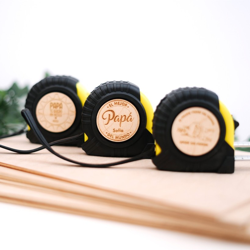 flexómetro personalizado para papá grabado en madera
