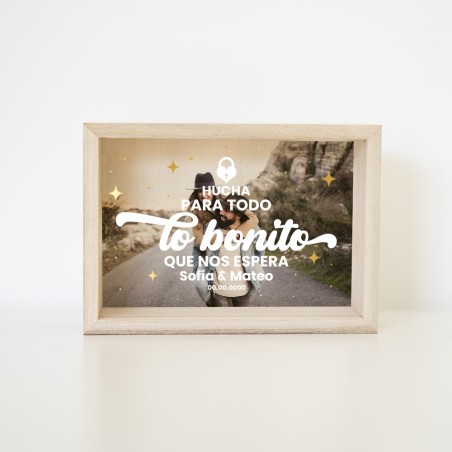 Hucha de madera con foto - Para todo lo bonito que nos espera