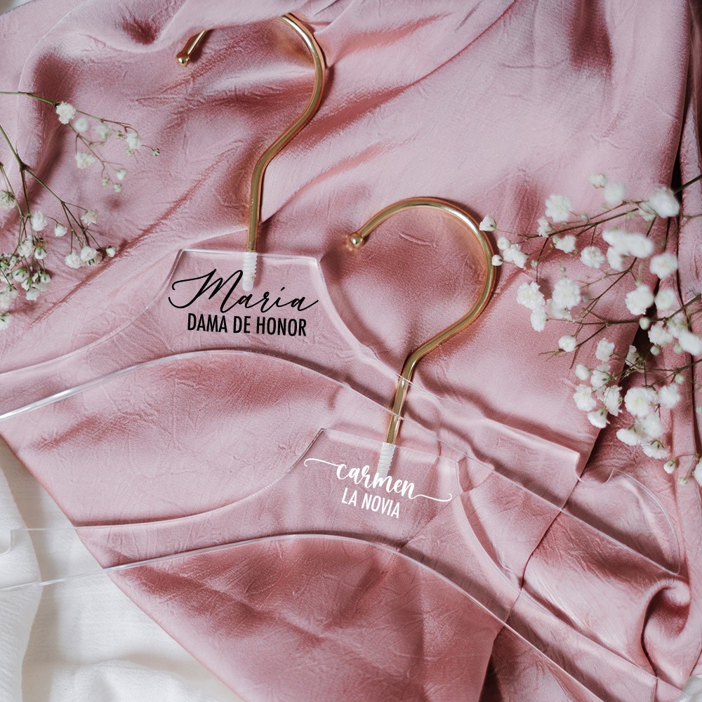 Percha acrílico transparente con vinilo