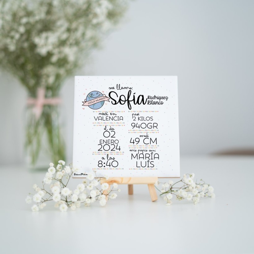 Azulejo personalizado - Natalicio - Hola mundo