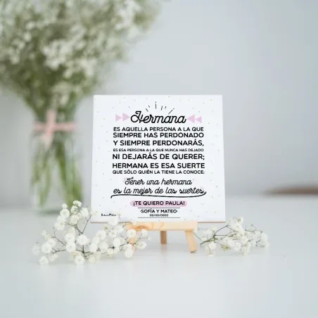 Azulejo personalizado - Tener un hermano / hermana · detalle