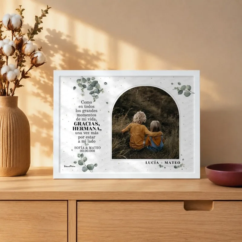 Lámina personalizada con foto para hermana o hermano - Gracias por estar a mi lado