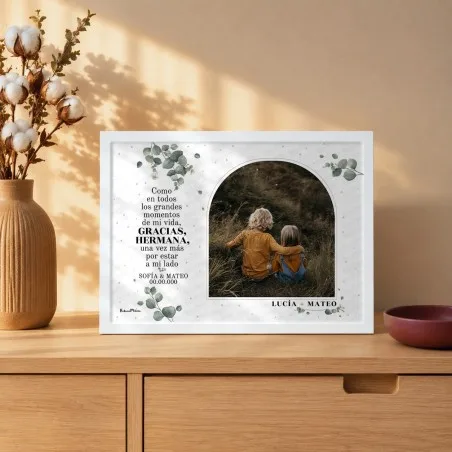 Lámina personalizada con foto para hermana o hermano - Gracias por estar a mi lado
