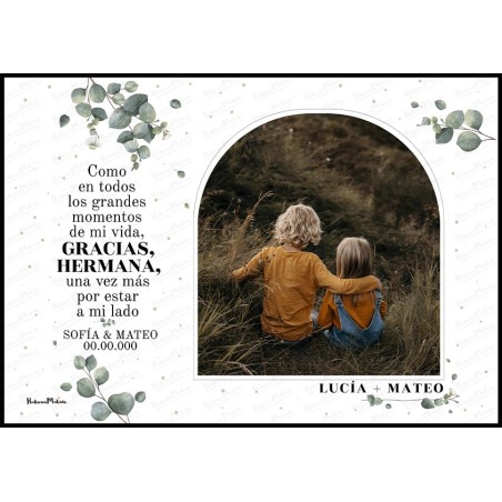 Lámina personalizada con foto - Gracias hermana / hermano por estar a mi lado