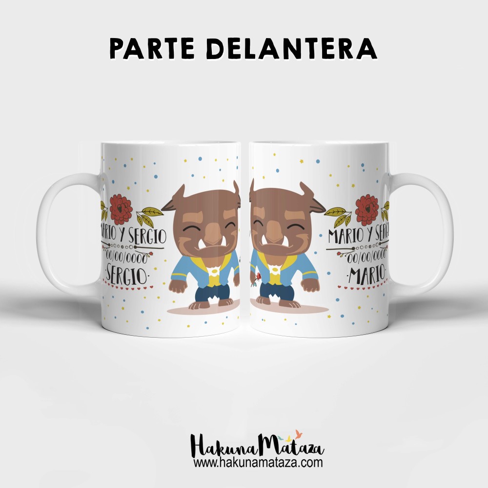 Pack de tazas personalizadas - Bella y Bestia (pareja)