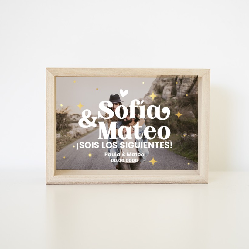 Hucha de madera personalizada - ¡Sois los siguientes!
