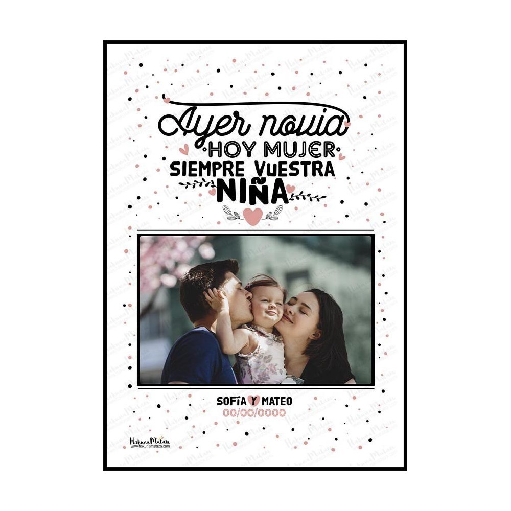 Lámina personalizada con foto - Ayer novio/a, hoy marido/mujer