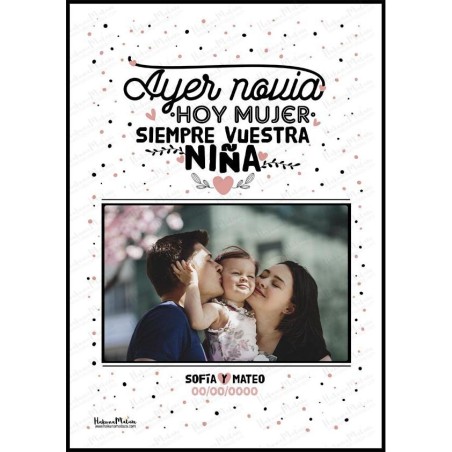Lámina personalizada con foto - Ayer novio/a, hoy marido/mujer