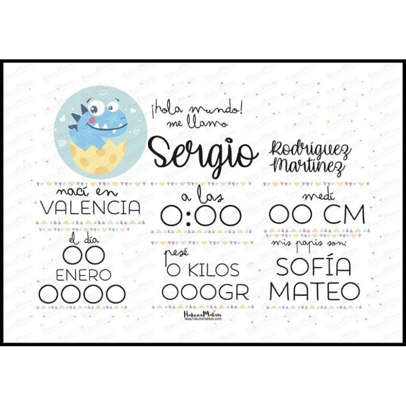 Lámina natalicio personalizada - Bienvenida al mundo... 2
