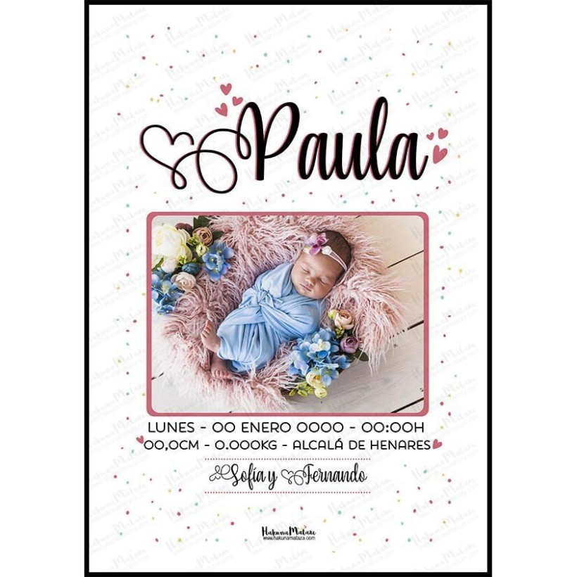 Lámina personalizada con foto - Nombre en grande con ornamentos Lámina personalizada con foto - Nombre en grande con ornamentos