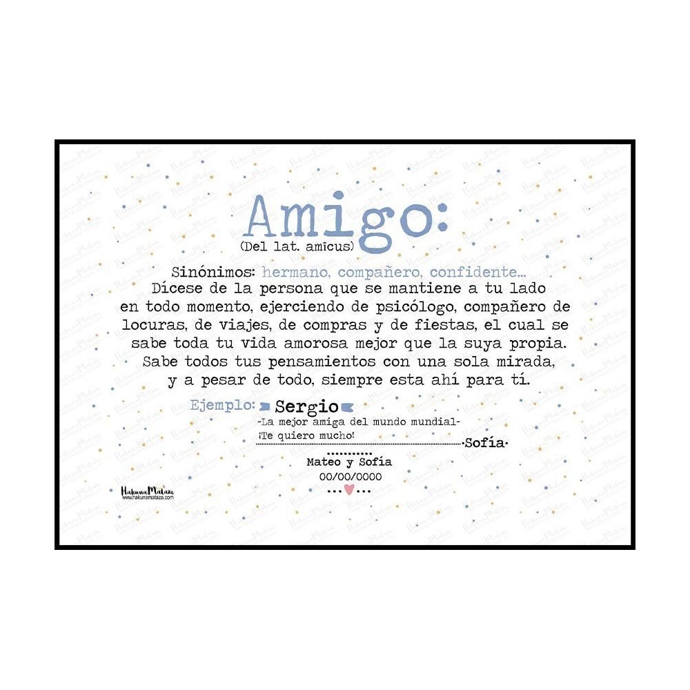 Lámina personalizada - Definición de amiga / amigo