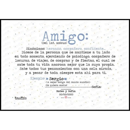 Lámina personalizada - Definición de amiga / amigo