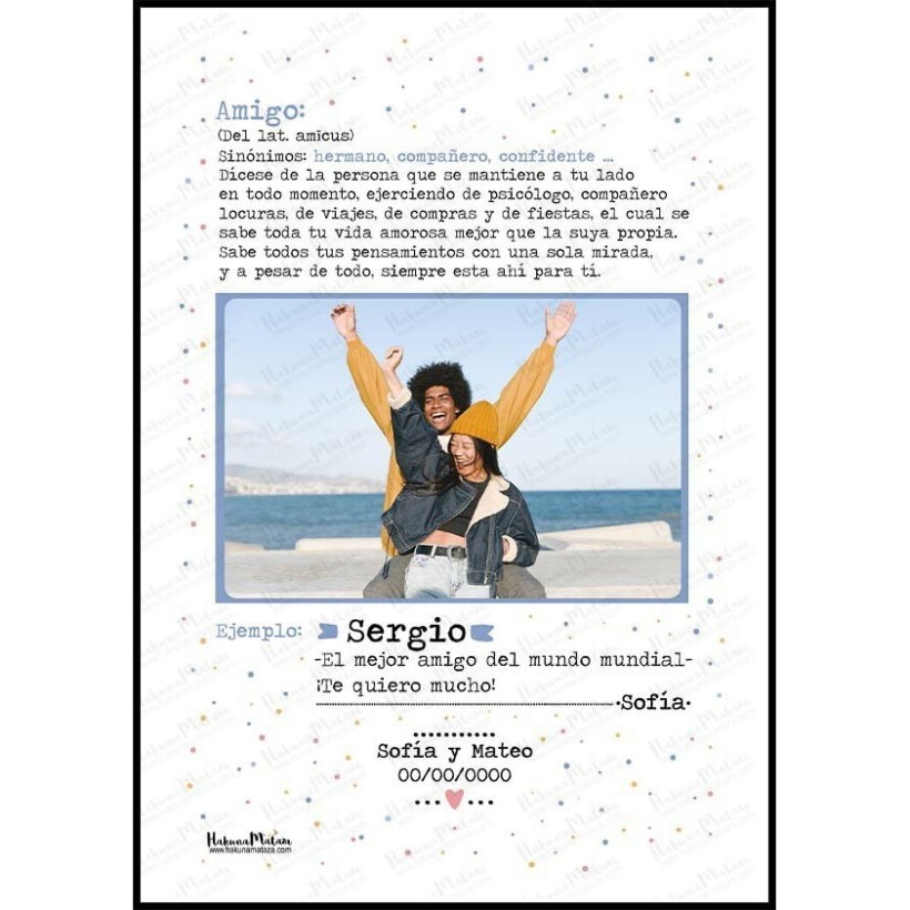 Lámina personalizada con foto - Definición de amistad