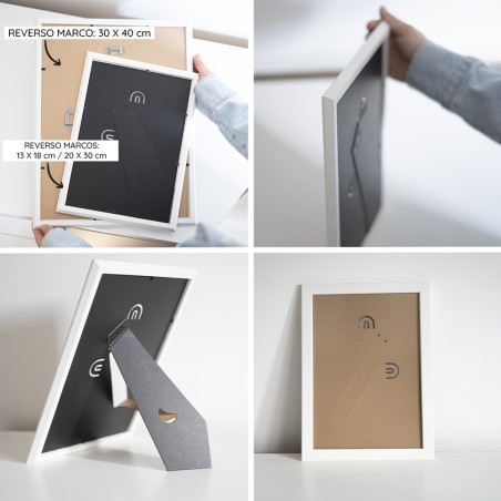 Parte trasera y soporte de marco blanco