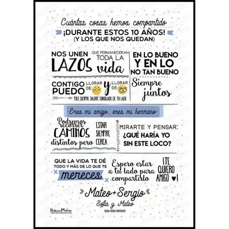 Lámina personalizada - Amiga cuántas cosas hemos compartido
