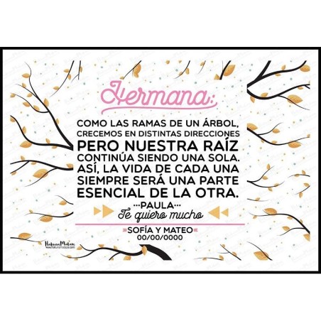 Lámina personalizada - Hermano / hermana como las ramas de un árbol