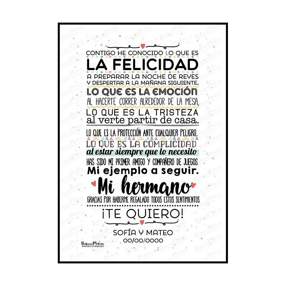 Lámina personalizada - Contigo he conocido lo que es la felicidad