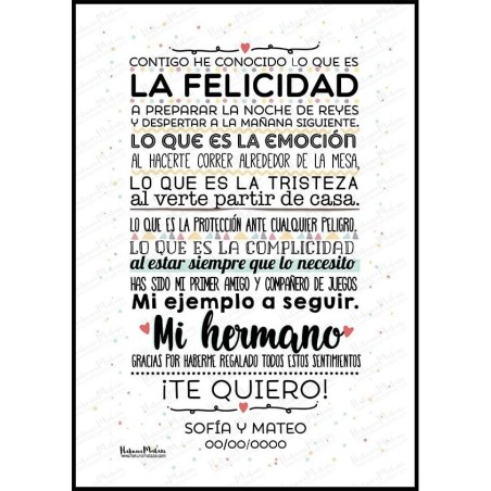 Lámina personalizada - Contigo he conocido lo que es la felicidad Lámina personalizada - Contigo he conocido lo que es la felicidad