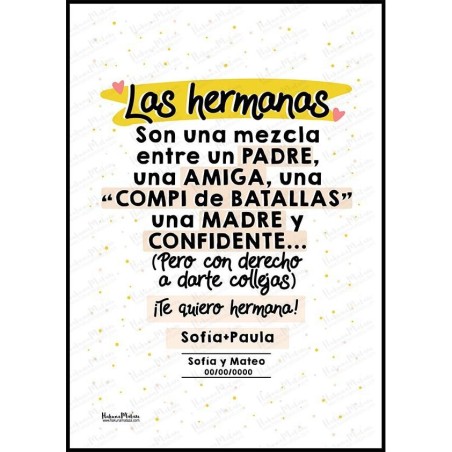 Lámina personalizada - Los hermanos / hermanas son una mezcla entre Lámina personalizada - Los hermanos / hermanas son una mezcla entre