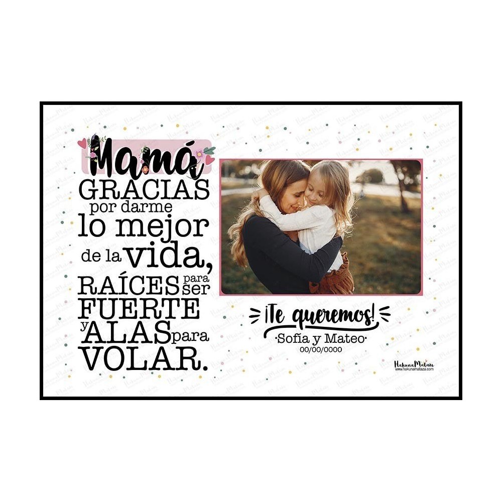 Lámina personalizada con foto - Mamá / Papá gracias por darme lo mejor
