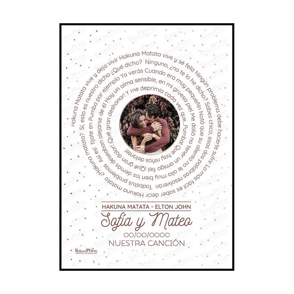 Lámina personalizada con foto - Letra de canción en espiral