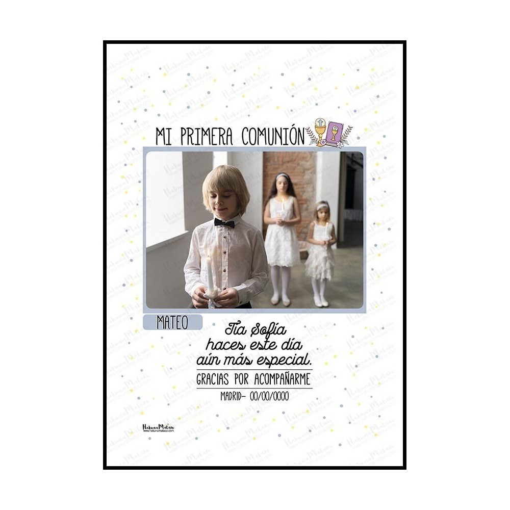 Lámina personalizada con foto de comunión - Mi primera comunión