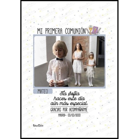 Lámina personalizada con foto de comunión - Mi primera comunión