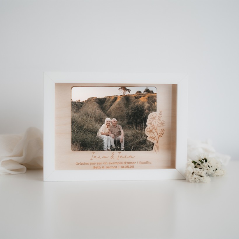 Marco de madera dedicado personalizado - Relieve floral pequeño Marco de madera dedicado personalizado - Relieve floral pequeño