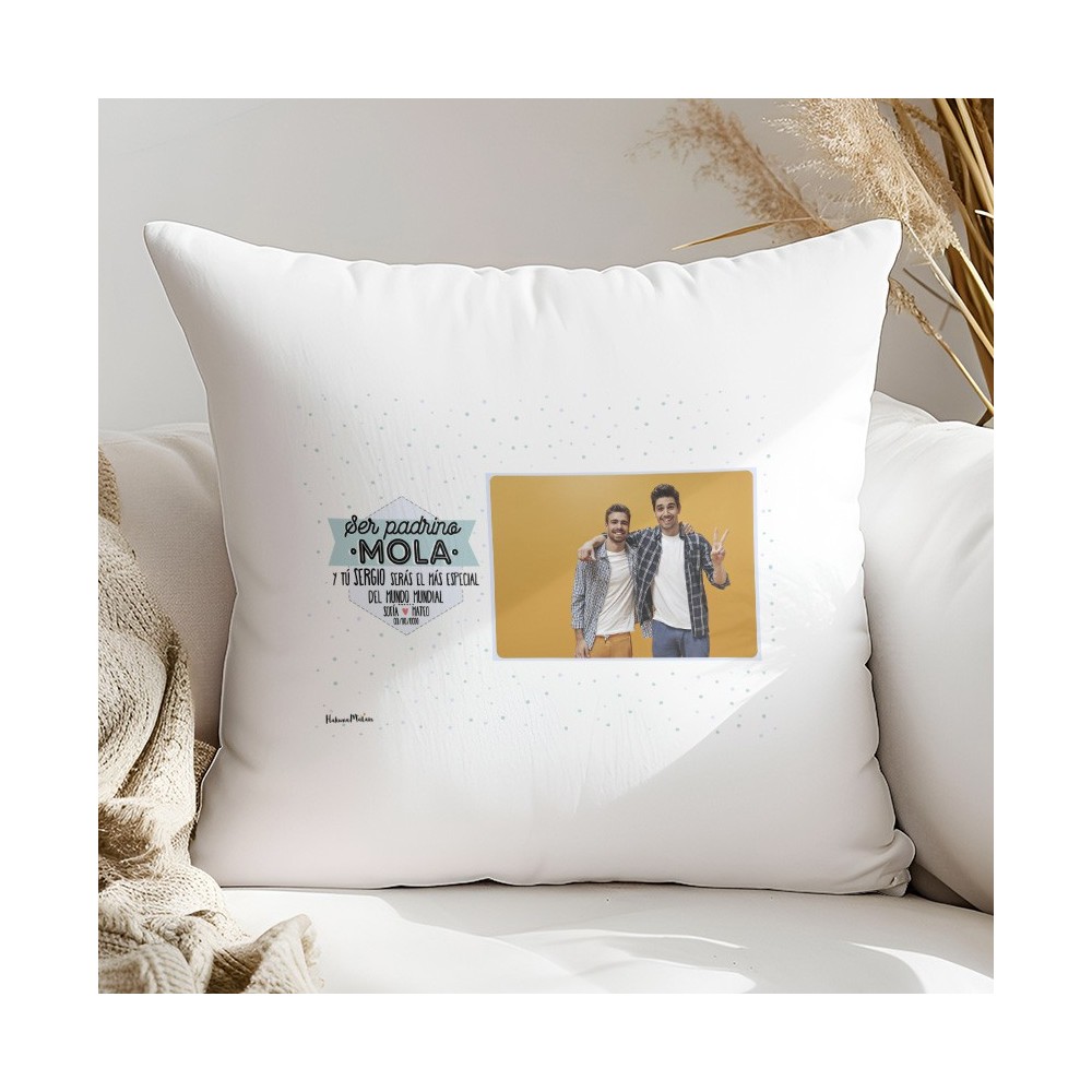 Cojín personalizado con foto - Ser [Padrino/Madrina/rol] mola