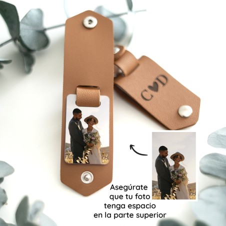 Llavero personalizado cuero sintético con foto
