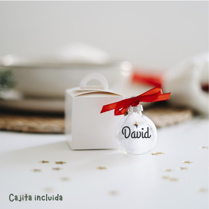 Bola marcasitio Navidad cristal- Plumas blancas 2